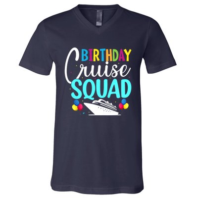 Funny Birthday Cruise Squad Cruising Ship Vacation Party V-Neck T-Shirt