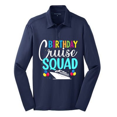 Funny Birthday Cruise Squad Cruising Ship Vacation Party Silk Touch Performance Long Sleeve Polo