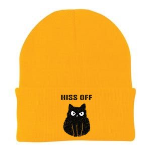 Funny Black Cat Hiss Off Meow Cat Knit Cap Winter Beanie