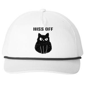 Funny Black Cat Hiss Off Meow Cat Snapback Five-Panel Rope Hat