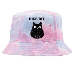 Funny Black Cat Hiss Off Meow Cat Tie-Dyed Bucket Hat