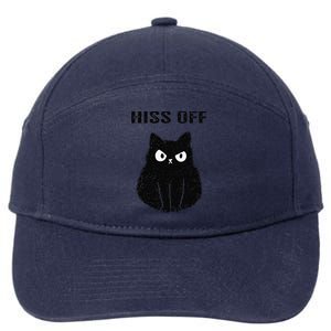 Funny Black Cat Hiss Off Meow Cat 7-Panel Snapback Hat