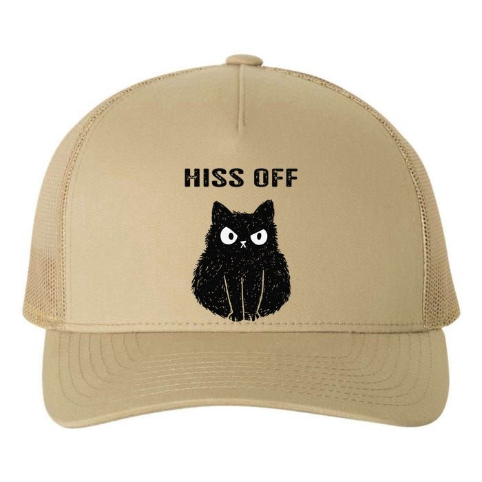 Funny Black Cat Hiss Off Meow Cat Yupoong Adult 5-Panel Trucker Hat