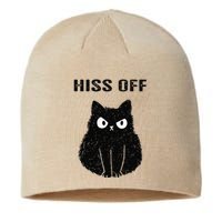 Funny Black Cat Hiss Off Meow Cat Sustainable Beanie