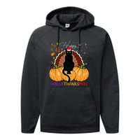 Festive Black Cat Santa Hat for Pumpkin Season Performance Fleece Hoodie