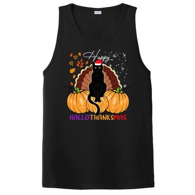 Festive Black Cat Santa Hat for Pumpkin Season PosiCharge Competitor Tank