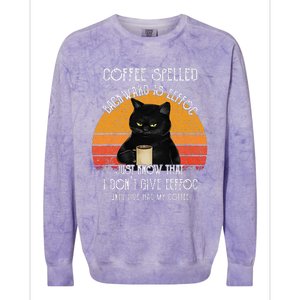 Funny Black Cat Coffee Spelled Backwards Is Eeffoc Colorblast Crewneck Sweatshirt