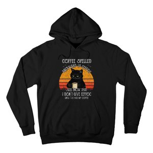 Funny Black Cat Coffee Spelled Backwards Is Eeffoc Hoodie