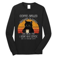 Funny Black Cat Coffee Spelled Backwards Is Eeffoc Long Sleeve Shirt