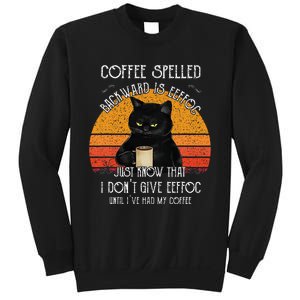 Funny Black Cat Coffee Spelled Backwards Is Eeffoc Sweatshirt