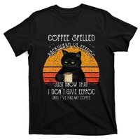 Funny Black Cat Coffee Spelled Backwards Is Eeffoc T-Shirt