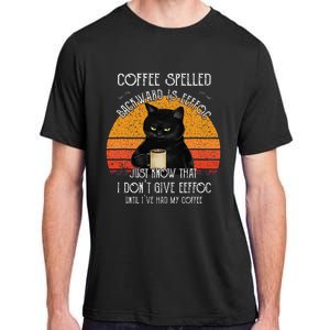 Funny Black Cat Coffee Spelled Backwards Is Eeffoc Adult ChromaSoft Performance T-Shirt