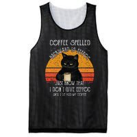 Funny Black Cat Coffee Spelled Backwards Is Eeffoc Mesh Reversible Basketball Jersey Tank