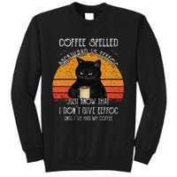 Funny Black Cat Coffee Spelled Backwards Is Eeffoc Tall Sweatshirt