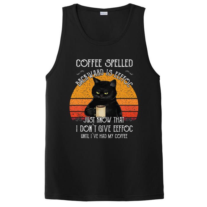 Funny Black Cat Coffee Spelled Backwards Is Eeffoc PosiCharge Competitor Tank