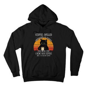 Funny Black Cat Coffee Spelled Backwards Is Eeffoc Tall Hoodie