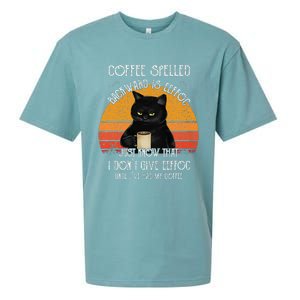 Funny Black Cat Coffee Spelled Backwards Is Eeffoc Sueded Cloud Jersey T-Shirt