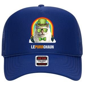 Funny Bir Cat Lepurrchaun St Patricks Day Gift High Crown Mesh Back Trucker Hat