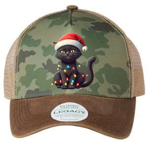 Funny Black Cat Santa Christmas Lights Cat Lover Kitty Xmas Meaningful Gift Legacy Tie Dye Trucker Hat