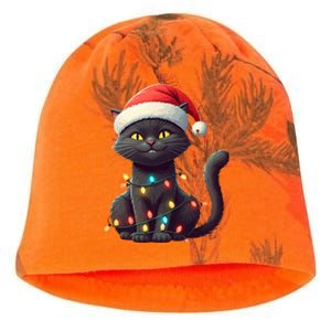 Funny Black Cat Santa Christmas Lights Cat Lover Kitty Xmas Meaningful Gift Kati - Camo Knit Beanie