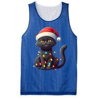 Funny Black Cat Santa Christmas Lights Cat Lover Kitty Xmas Meaningful Gift Mesh Reversible Basketball Jersey Tank