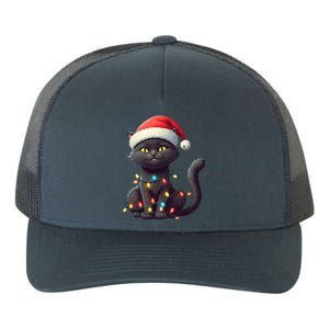 Funny Black Cat Santa Christmas Lights Cat Lover Kitty Xmas Meaningful Gift Yupoong Adult 5-Panel Trucker Hat