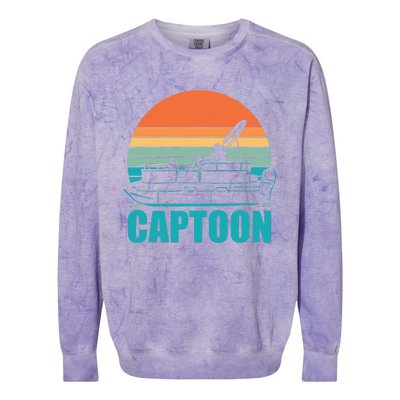 Funny Boating Captoon Pontoon Tritoon Captain Pontoon Boat Colorblast Crewneck Sweatshirt