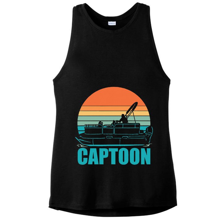 Funny Boating Captoon Pontoon Tritoon Captain Pontoon Boat Ladies PosiCharge Tri-Blend Wicking Tank