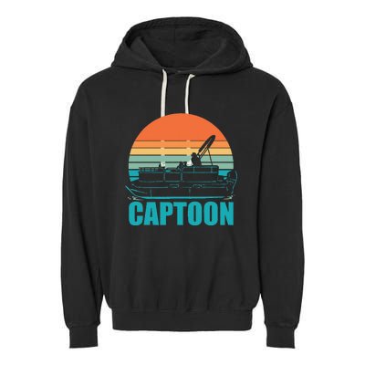 Funny Boating Captoon Pontoon Tritoon Captain Pontoon Boat Garment-Dyed Fleece Hoodie