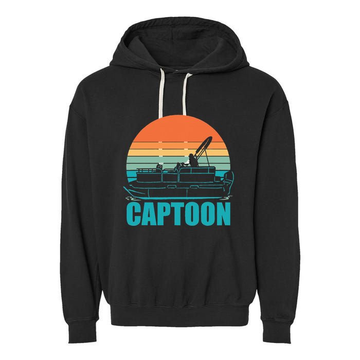 Funny Boating Captoon Pontoon Tritoon Captain Pontoon Boat Garment-Dyed Fleece Hoodie