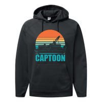 Funny Boating Captoon Pontoon Tritoon Captain Pontoon Boat Performance Fleece Hoodie