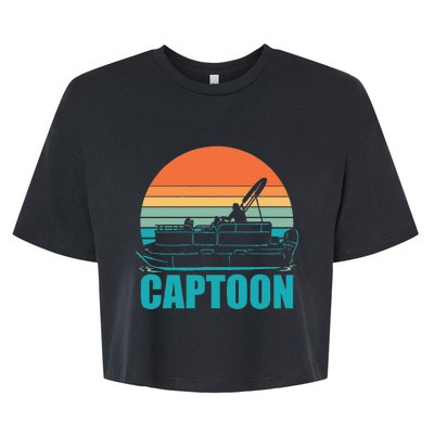 Funny Boating Captoon Pontoon Tritoon Captain Pontoon Boat Bella+Canvas Jersey Crop Tee