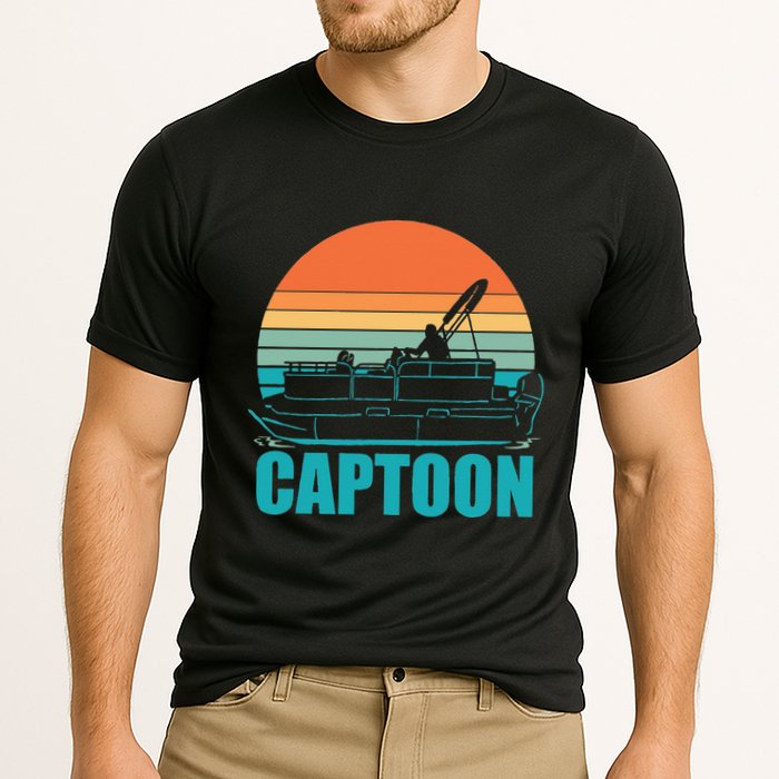 Funny Boating Captoon Pontoon Tritoon Captain Pontoon Boat Performance Shirt