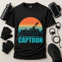 Funny Boating Captoon Pontoon Tritoon Captain Pontoon Boat Performance Shirt