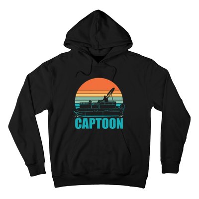 Funny Boating Captoon Pontoon Tritoon Captain Pontoon Boat Hoodie