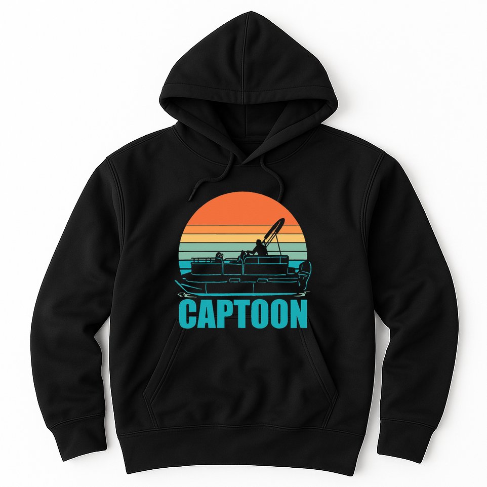 Funny Boating Captoon Pontoon Tritoon Captain Pontoon Boat Hoodie