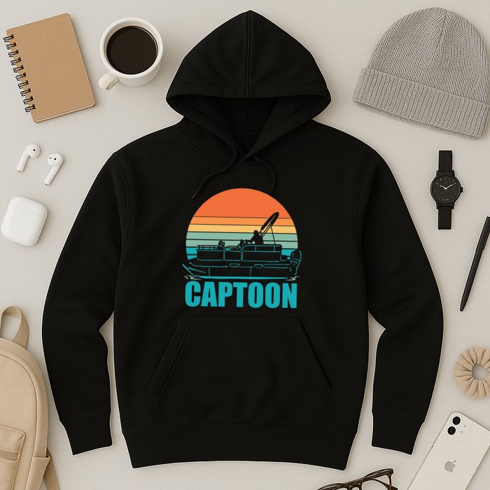 Funny Boating Captoon Pontoon Tritoon Captain Pontoon Boat Hoodie