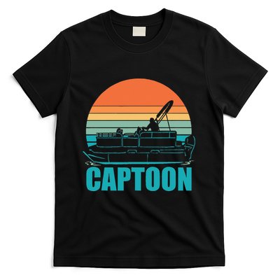 Funny Boating Captoon Pontoon Tritoon Captain Pontoon Boat T-Shirt