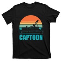 Funny Boating Captoon Pontoon Tritoon Captain Pontoon Boat T-Shirt