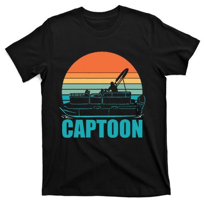 Funny Boating Captoon Pontoon Tritoon Captain Pontoon Boat T-Shirt