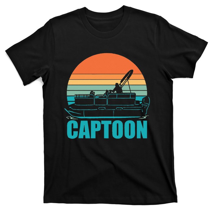 Funny Boating Captoon Pontoon Tritoon Captain Pontoon Boat T-Shirt