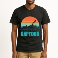Funny Boating Captoon Pontoon Tritoon Captain Pontoon Boat Tall T-Shirt