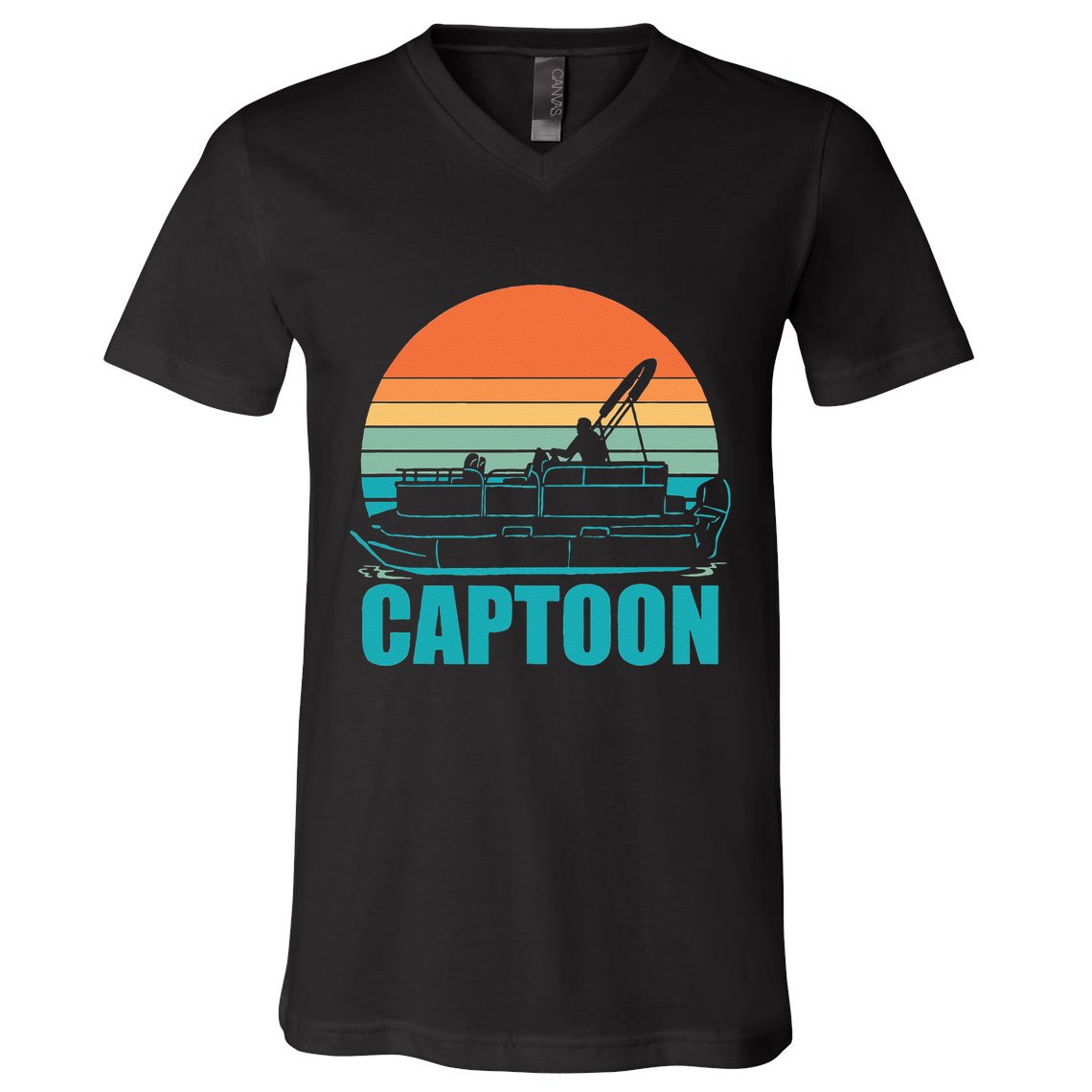 Funny Boating Captoon Pontoon Tritoon Captain Pontoon Boat V-Neck T-Shirt