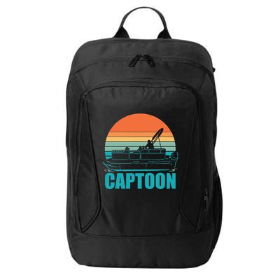 Funny Boating Captoon Pontoon Tritoon Captain Pontoon Boat City Backpack