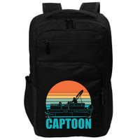 Funny Boating Captoon Pontoon Tritoon Captain Pontoon Boat Impact Tech Backpack