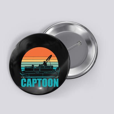 Funny Boating Captoon Pontoon Tritoon Captain Pontoon Boat Button