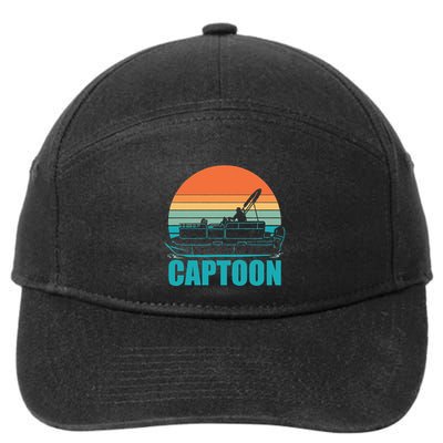 Funny Boating Captoon Pontoon Tritoon Captain Pontoon Boat 7-Panel Snapback Hat