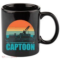 Funny Boating Captoon Pontoon Tritoon Captain Pontoon Boat 11oz C Handle Ceramic Mug