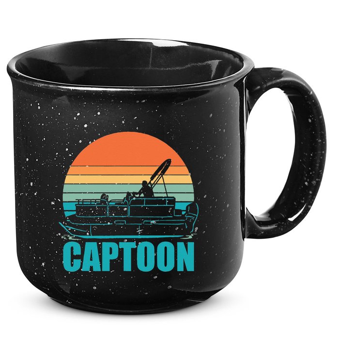 Funny Boating Captoon Pontoon Tritoon Captain Pontoon Boat 15oz Campfire Ceramic Mug