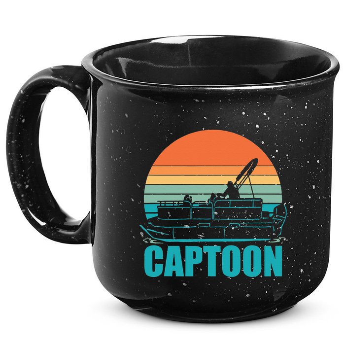 Funny Boating Captoon Pontoon Tritoon Captain Pontoon Boat 15oz Campfire Ceramic Mug
